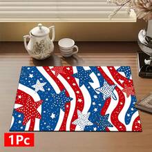 1pc Abstract American Flag Pattern Absorbent Dish Drying Mat, Home Decor, Dish Drying Pad, Espresso Machine Countertop Absorbent Mat, Sink Drain Mat, Soft Faucet Absorbent Mat, Sink Cup Mat, Kitchen & Bathroom Accessories - Multicolor - View 15
