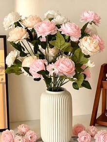 1/2/6/8 pièces Fleurs de pivoine artificielles, tiges de pivoine fausses en vrac, décorations florales réalistes avec tiges, idéales pour mariage, fête, décoration de gâteau, décoration de table de salon, plantes artificielles, ornements d'automne, décoration de chambre & jardin, cadeaux. - Multicolore - Voir 2