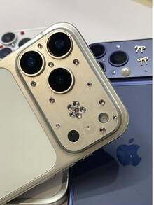 Compatible With Apple 17Promax Lens Base Film, Ins Style 3D Adhesive Drill, Apple 17Pro Electrostatic Adsorption All Inclusive Protective Sticker, IP17pm High-End Heavy-Duty Decorative Scratch Resistant Transparent Lens Protective Film - Flowers - View 7