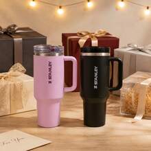 2 Pack Stanley 40 Oz Quencher ProTour Flip Straw Tumbler Leakproof Insulated Stainless Steel Travel Mug | Perfect Valentines Day Gifts For Her Him, Mothers Day Christmas New Year Presents For Women Men, Birthday Rose Gold Cup Set - màu đen - Xem 1
