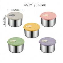 304 Stainless Steel Food Container, Stackable Refrigerator Sealed Fresh-Keeping Box, Fruit And Vegetable Meat Storage Box With Lid, Large Capacity Food Preservation Box, Suitable For Kitchen Food Storage And Organization - Multicolor - View 30
