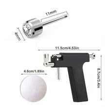 1 Set de Pistola Reutilizable para Perforar Orejas con 72 piezas de Aretes - Juego Profesional de Perforación de Orejas para Salón y Uso en Casa - Pistolita negra + dos cajas de pendientes. - Ver 4