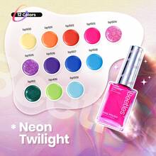Beetles 12 Colors Quick Dry Neon Glitter Nail Polish Set, Rainbow Regular Air Dry Fingernail Polish, DIY Nail Art Salon Home Women Gift - 12 Colors Tropical Twist - 查看 2