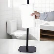 1 Piece Standing Toilet Paper Roll Holders, Folding Shelf For Paper Rolls, With Round Base, Holds Large Size Rolls, Suitable For Bathroom, Bathroom Accessories - Black - View 4