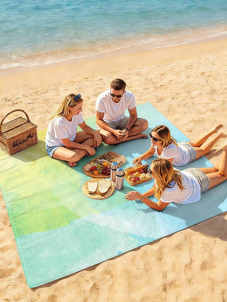1 buah Tikar Piknik/Handuk Pantai Luar Ruangan Tahan Air dan Anti Pasir dengan Motif Digital, Pola Modis dan Segar, Cocok untuk Berkemah dan Piknik - MultiWarna - View 1