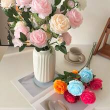 1/2/6/8 pièces Fleurs de pivoine artificielles, tiges de pivoine fausses en vrac, décorations florales réalistes avec tiges, idéales pour mariage, fête, décoration de gâteau, décoration de table de salon, plantes artificielles, ornements d'automne, décoration de chambre & jardin, cadeaux. - Multicolore - Voir 5