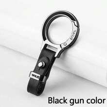 1pc Leather & Alloy Keychain, Simple Alloy Key Ring Accessory For Car & Home Use - One Size Fits All - View 8