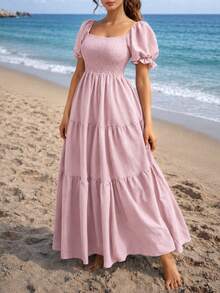 Women Long Dresses - Baby Pink - View 2