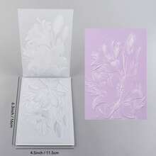 1 pieza Carpeta con relieve 3D, suministros para scrapbooking DIY, carpeta de plástico con relieve de patrón de lirio, adecuada para hacer tarjetas, scrapbooking y otras creaciones de manualidades de papel - Multicolor - Ver 3