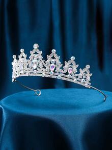 1pc Fashionable & Elegant Alloy Crown Headpiece, Suitable For Women's Wedding, Party, Elegant Princess Headdress, European, Summer - Lilac Purple - View 7