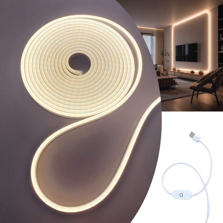 5V USB LED Light Strip With Touch Controller, Flexible Neon Rope Lights, Suitable For Indoor And Outdoor Decoration, Bedroom, Kitchen, Party, TV Backlight - Neon Light - View 1