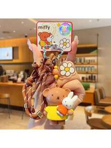 官方授權 Miffy 時尚編織繩鑰匙圈，可愛卡通 Miffy 兔子背包吊飾迷你裝飾飾品。採用精湛編織繩工藝製成，輕巧便攜，是日常鑰匙配件的理想選擇。 - 咖啡棕 - 查看 7