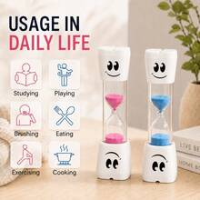 2pcs Smiling Teeth 2min/3min , Multicolor Toothbrush , Compact Fun , Cartoon Creative 2min Timer Ornament, Toothbrushing Timer, Office Desk Ornament, Kitchen Timer - Desktop Ornaments - View 6