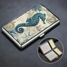 A Seahorse Sketch Artwork, With A Metal Casing That Is Moisture-Proof, And A Compartment For Easy Carrying, Making It Ideal For Personalized Collections. It Is Moisture-Proof And Pressure-Resistant, Compatible With Long Pipes, And Perfect As A Gift - 1 - View 1