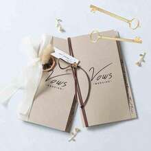 2pcs Minimalist Wedding Vow Books - Elegant Handwritten Couple Keepsake, Small Batch Ceremony Cards With Blank Pages, Bohemian Style Groom & Bride Vows - Oath Card - View 5