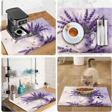 1pc Watercolor Lavender Bouquet Pattern Dish Drying Mat, Highly Absorbent Dish Drainer Pad, Multipurpose Use For Kitchen, Dining Table, Bar Counter, Home Decor, Gift - XYLSD-418 - View 12