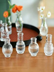 This Small And Exquisite Transparent Glass Cylindrical Vase Is Perfect For Gardening Use, And Can Also Be Used As A Tabletop Decoration. Its Vintage-Style Transparent Glass Design Makes It Suitable For Home Tabletop Decoration, Garden Decoration, Patio Decoration, Rustic Wedding Decoration And Mother's Day Decoration, Making It An Ideal Mother's Day Gift. - Multiple Styles - View 3