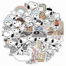 1套/28張 2026 Snoopy趣味貼紙，DIY手機殼、行李箱、吉他、滑板、筆電等，送給親友的小禮物，Snoopy貼紙，Peanuts貼紙，防水貼紙，筆電貼紙（隨機款式） - 彩色 - 查看 2