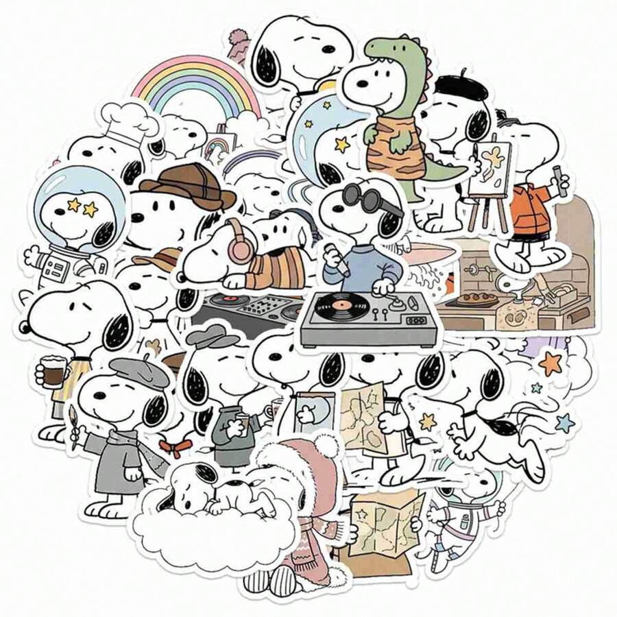 1 Set/28pcs 2026 Snoopy Funny Stickers, DIY For Phone Case, Luggage, Guitar, Skateboard, Laptop, Etc. Small Gift For Friends And Family, Snoopy Stickers, Peanuts Stickers, Waterproof Stickers, Laptop Stickers (Random Style) - Multicolor - View 1