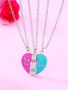 Bộ 3 mặt dây chuyền hình trái tim tráng men nhiều màu sắc, làm từ hợp kim kẽm, có nam châm, thích hợp làm quà tặng Ngày của Mẹ, quà tặng lễ hội cho chị em gái. - Nhiều màu - Xem 6