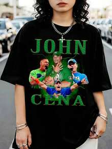 JohnS CenaS Retro Graphic T-Shirt, Crew Neck, Short Sleeves, Black, For Fans - Black - View 6