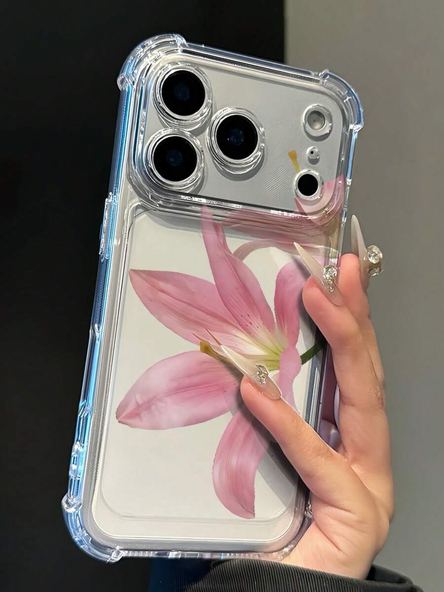 透明四角防震 TPU 真實百合花紋手機殼,極簡時尚吸震智慧型手機保護殼,相容 17 Pro Max/17 Pro/17/16/16 Plus/16 Pro Max/15/15 Pro/15 Pro Max/14/14 Plus/15 Plus/13/13 Pro/13 Pro Max/12/12 Pro Max/Air/11 Soft Shell/11 Pro Max 以及手機殼 S25/S52 PLUS/S25 ULTRA/S24 ULTRA/S24 PLUS/24/S23/S26/S26 ULTRA/S26 ULTRA,美學設計 - 無色 - 查看 1