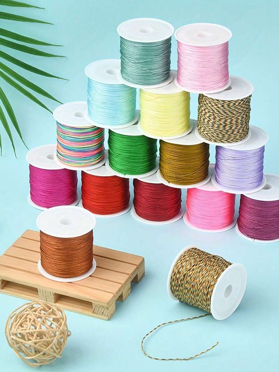 1 Roll 0.8mm Multi-Color Cord, 50m Length Per Roll, Suitable For Handmade Bracelets, Lace Crafts, Braiding Ropes, Tassels And Beaded Jewelry Making - Beaded Cord - View 1