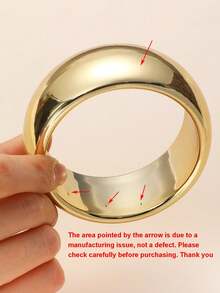 NAIZHU 1/5pcs Fashionable European And American Exaggerated Wide Geometric Smooth Asymmetric Bangle Bracelet For Women, Suitable For Daily, Date, Party - Gold - View 4