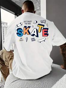 Primavera Grafica.1pac.100%Cotton.Cool Skateboard Round-Neck T-Shirt, Ride Freely Without Rules, Showcasing And Freedom.Versatile.Classic - White - View 1