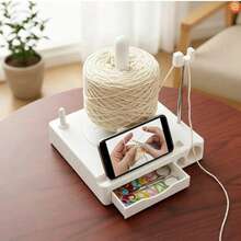 1pc Portable Multifunctional Yarn Winder With Phone Holder, Multifunctional Yarn Bowl With Detachable Spool Holder, Crochet Accessory Storage Box, Traveling Handcraft Yarn Management Tool, Plastic Yarn Dispenser, Tangle-Free Yarn Winding, Handcraft Yarn Material Management Tool - Multicolor - View 5