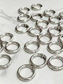 1000pcs 23mm Metal Open O-Rings, Multi-Functional DIY Craft Connecting Hardware Accessories, Durable Iron O-Shaped Clasps, Suitable For Homemade Keychains, Jewelry Making, Bag Charms And Various DIY Craft Accessory Supplies - Silver - View 2