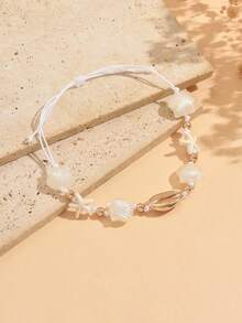 1pc Summer Ocean Style Creative Handmade Shell & Starfish Beaded Anklet For Women, Beach Play & Daily Wear, Sweet Adjustable Size, Perfect Gift Choice - Multicolor - View 2