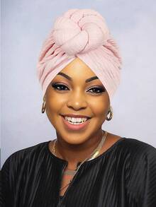 Awegeo 1Pc Women's Solid Color Frontal Handmade Flower Knot African Fashion Turban Hat, Casual Comfortable Breathable Premium Daily Headscarf - A - View 16