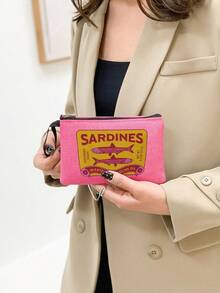 "SARDINES" Sardine Pattern Large Capacity Tote Bag, Comes With Cosmetic Bag, Lightweight Cosmetic Storage Organizer, Travel Essential Coin Purse, Tote Bag And Cosmetic Bag Set, Suitable For Weddings, Birthdays, Beach And Holidays, Perfect Gift For Family And Friends. - Multicolor - View 13