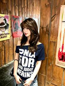 Y2K Print Off-Shoulder Short-Sleeve T-Shirt (Women's), Summer Clothing, 2026 New Arrival, Fashionable Inner/Outer Layer, Relaxed Fit, Slimming Effect, Off-Shoulder, Sexy, Versatile Top - 藏青色 - 查看 3