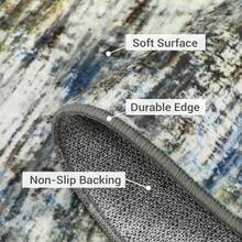 Hodeffior 4 Sizes Large Abstract Area Rug, Machine Washable Short Pile Living Room Rug With Non Slip TPR Backing, Stain Resistant Foldable Indoor Carpet For Bedroom, Dining Room, Entryway, Home Decor - Gris - Ver 5