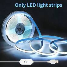LITSHOW 無點光 COB LED 燈條，USB 供電櫥櫃下照明燈，內建開關，柔性無縫 LED 燈條，適用於廚房櫥櫃、書桌、衣櫃、梳妝鏡，自黏式（暖白/亮白） - 觸控開關 - 查看 8