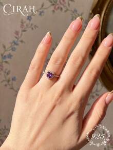 1pc Half Heart-Shaped Rhinestone Black & Red Ring, Exquisite Women's Jewelry, Anniversary Birthday Gift - Gold - View 3