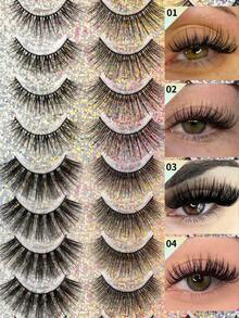 MAANGE 20 Pairs Of DD Curly False Eyelashes, 6D Imitation Mink Fur Natural Makeup False Eyelashes, Imitation Mink Fur False Eyelashes, Abundant 21mm Dramatic Curled Cat Eye Eyelashes Handmade, Professional False Eyelashes, Strip-Shaped False Eyelashes ﻿ - Multicolor - View 3