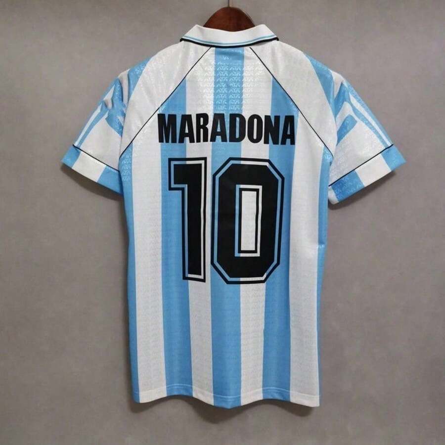 [48-Hour Shipping] Argentina National Team Home Jersey Maradona No.10 Blue And White Striped Short-Sleeved Football Shirt - 彩色 - 查看 1