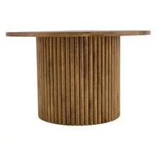 Round MDF Coffee Table, 70 Cm In Diameter: Inspired By Roman Columns, With An Integrated Metal Frame And A Retro-Chic Style For The Living Room. Ideal For European Interiors. - 自然色 - 查看 7