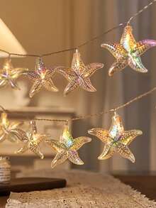 Luces de cadena LED con forma de estrella, adecuadas para decoración de piscina de casa de huéspedes, fiesta en la playa y camino de jardín, crean un ambiente festivo - Guirnalda de luces con forma de estrella de mar de luz cálida - Ver 7