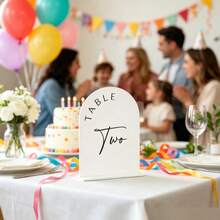 10/15/20pcs White Acrylic Wedding Table Number Signs, 5x7 Inch Arched Base Printed Design, Suitable For Wedding, Event, Party, Restaurant, As Best Gift, Wedding Decor, Home Decor, Party Favor, Bride Birthday, Graduation Decor And Bachelorette Party Decor! - View 5