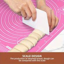 1/2pcs Kneading Board, Dough Rolling Mat, Pie Crust Mat, Calibrated Counter Mat, Rolling Mat With Size Measurement, Suitable For Bread, Candy, Cookie Making, Baking Tools, Used For Rolling Dough, Protecting Countertop, Making Pie Crusts - Durable, Easy To Clean Kitchen Tools Kitchen Accessories - Pink - View 2