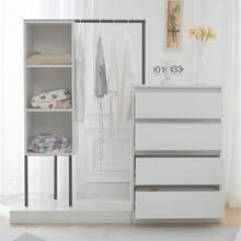 Chest Of Drawers, Wardrobe Set, White Wardrobe, Sideboard, Clothes Rail, Dimensions: W140/W40/H135 - White - View 4