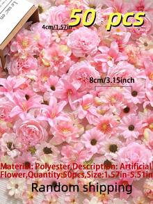 15/50件粉色仿真花/仿真花材套組，適用於居家裝飾、畢業典禮、婚禮、派對裝飾。情人節、母親節禮物、花盒材料、新年裝飾。 - 粉 - 查看 8
