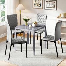 Dining Table And Chairs Set 2/4, Square Kitchen Dining Room Set Kitchen Table With 2/4 Chairs, Space Saving For Small Space Apartment, Dining Room, Kitchen, Black Table With 2/4 Chairs - Light Grey - View 1