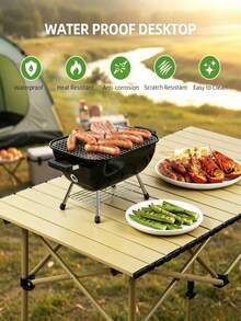 Outdoor Folding Roll-Up Table, Available In Two Colors And Two Sizes. Foldable And No Assembly Required, Portable And Easy To Store, Stable And Durable. Ideal For Camping, Picnics And Home Use. - Random Color - View 5