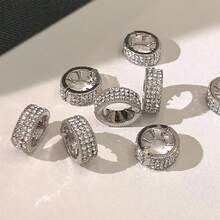 2pcs Shiny Rhinestone Hair Cuff Clips, Silver Tone Metal Hair Rings For Dreadlocks, Braided Hair Decor Accessories - Silver - View 5