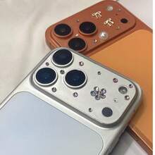 Compatible With Apple 17Promax Lens Base Film, Ins Style 3D Adhesive Drill, Apple 17Pro Electrostatic Adsorption All Inclusive Protective Sticker, IP17pm High-End Heavy-Duty Decorative Scratch Resistant Transparent Lens Protective Film - Flowers - View 2